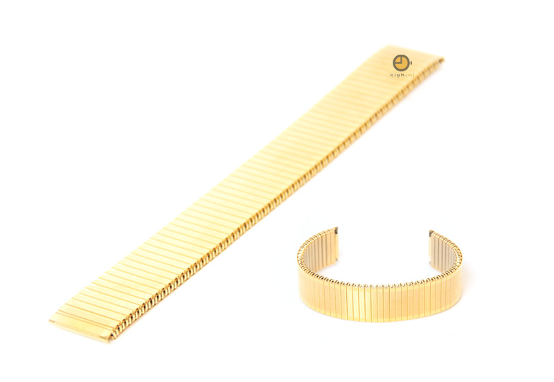 Horlogeband 18mm stalen rekband goud