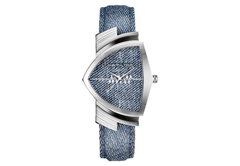Hamilton horlogeband H24411941 - blauw leer met nylon