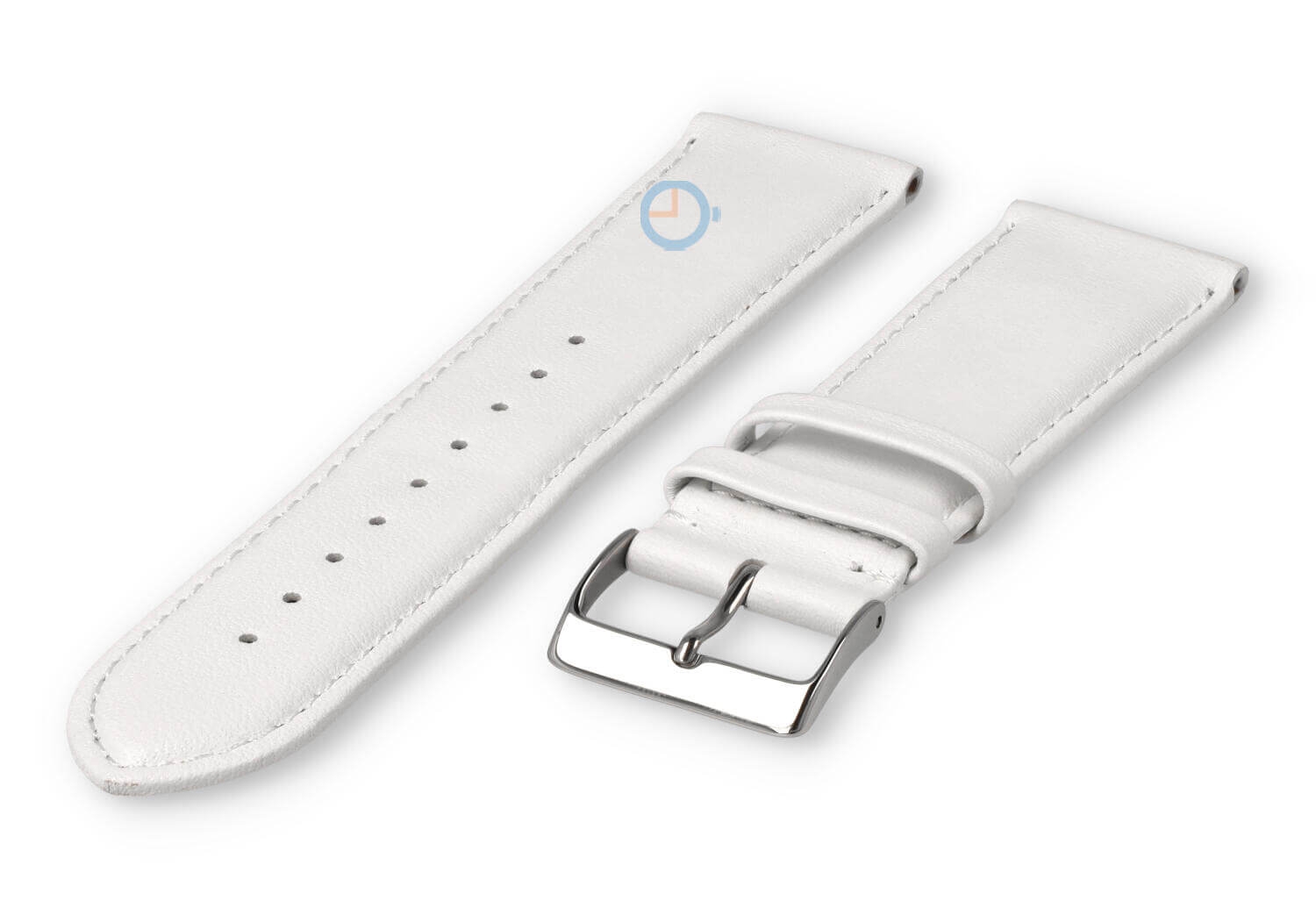 24mm horlogeband glad leer - wit