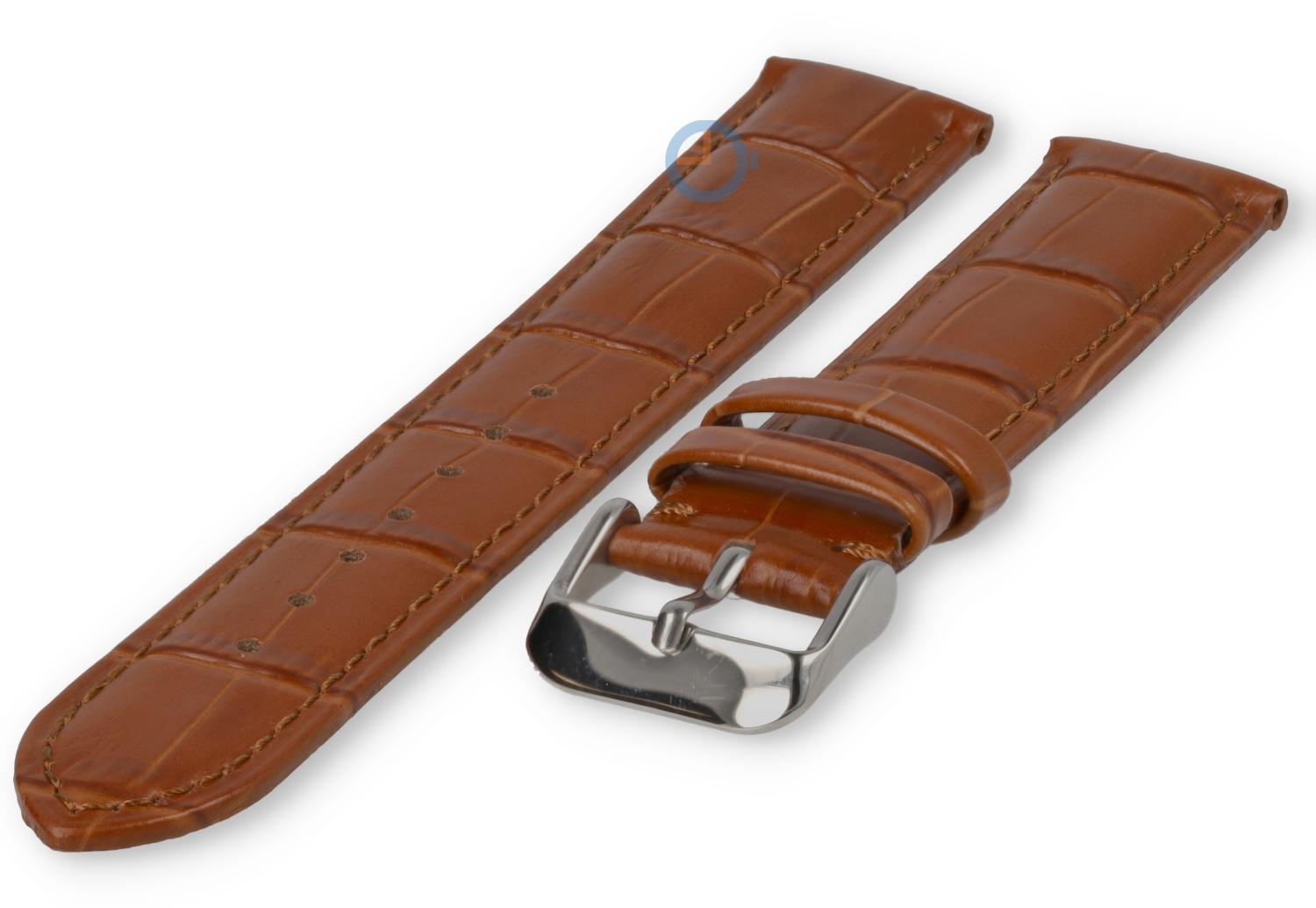 Horlogebandje 19mm - croco leer - cognacbruin