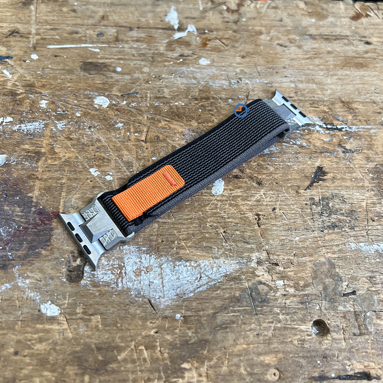 Elastisch Apple bandje met klittenband - 45mm - Grey Orange