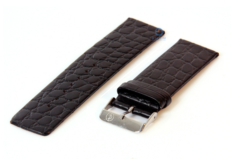 Horlogeband 24mm zwart leer croco