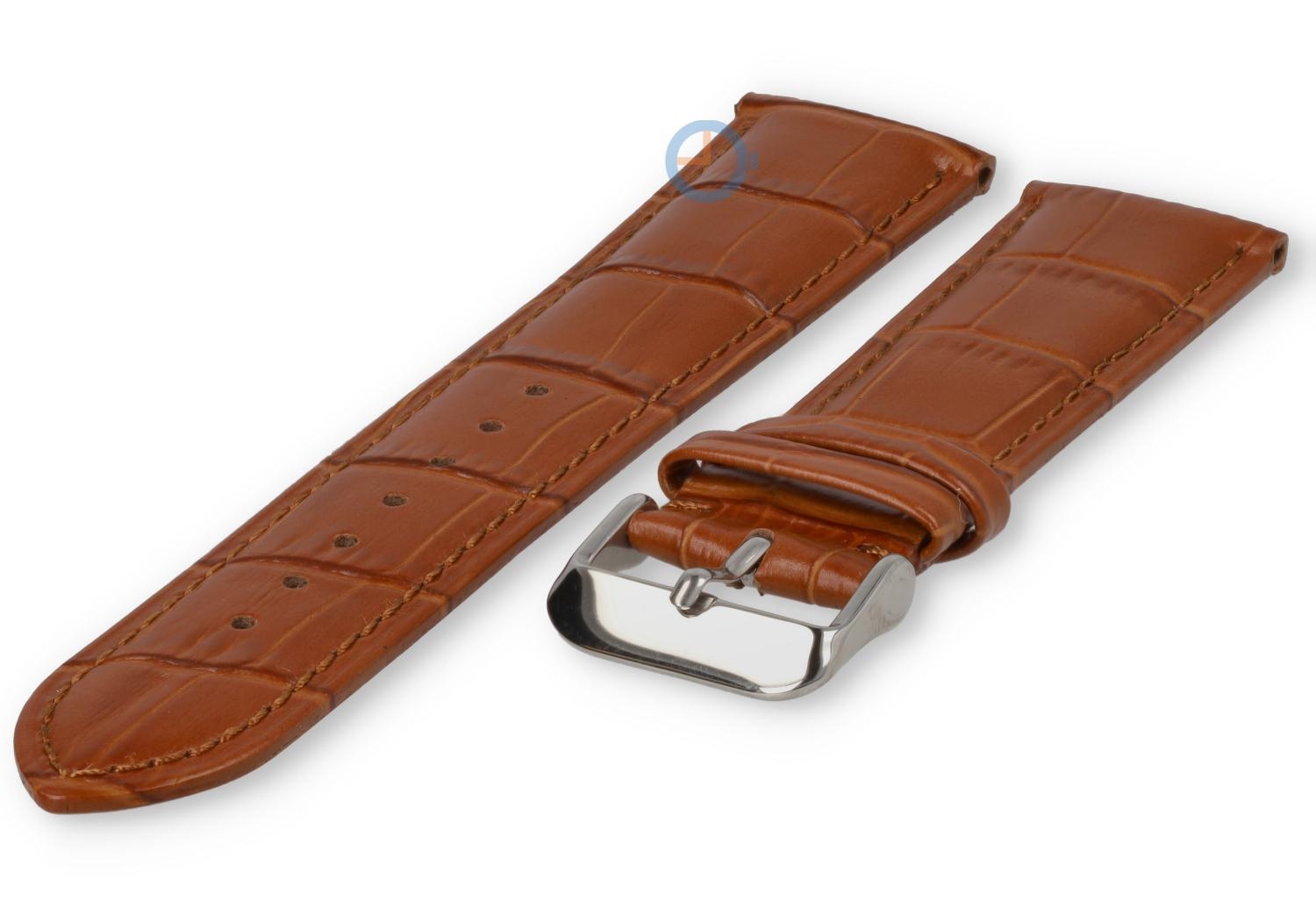 Horlogebandje 21mm - croco leer - cognacbruin