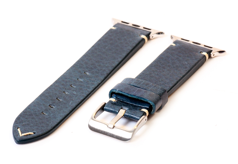 Apple Watch bandje vintage blauw leer - 44/45/46/49mm