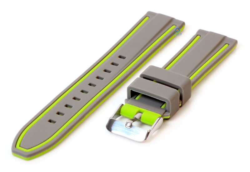 Siliconen horlogebandje 22mm grijs/groen (reversible)