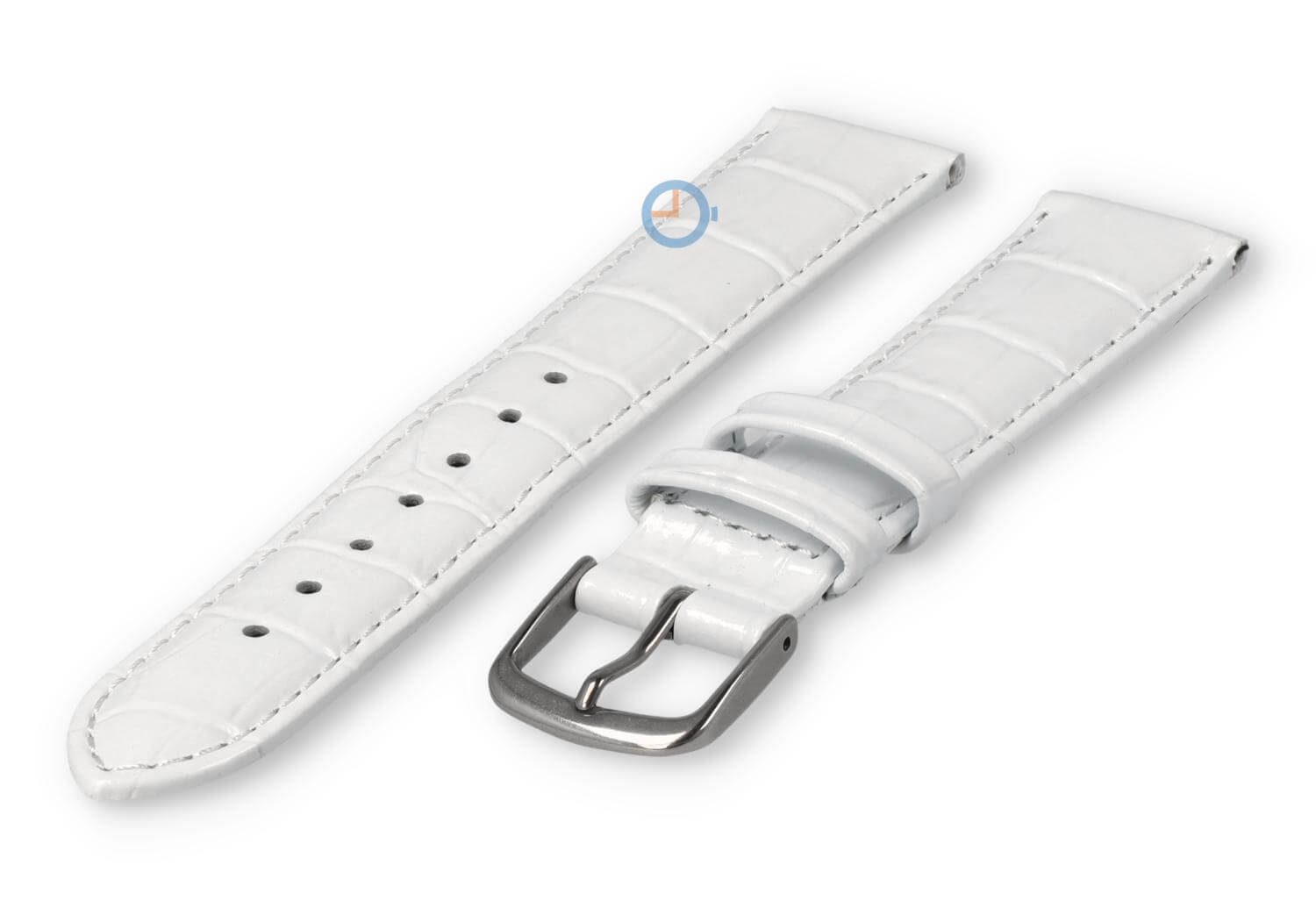 Horlogeband leer met krokoprint - 16mm - wit