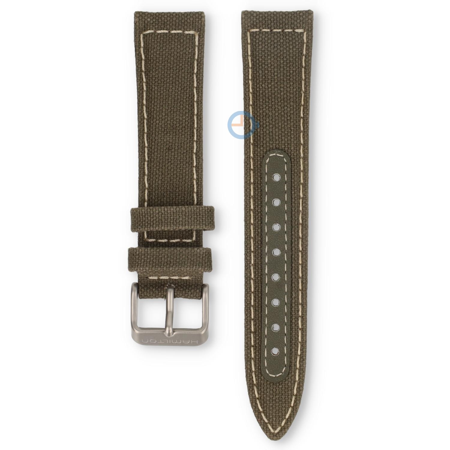 Hamilton horlogeband H68481833 - groen leer met nylon