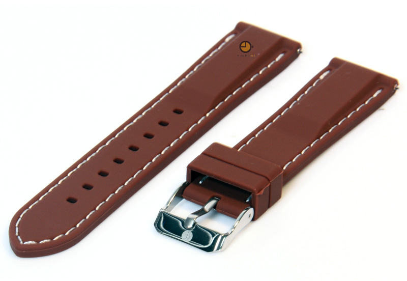 Horlogeband 20mm bruin siliconen met quick-release