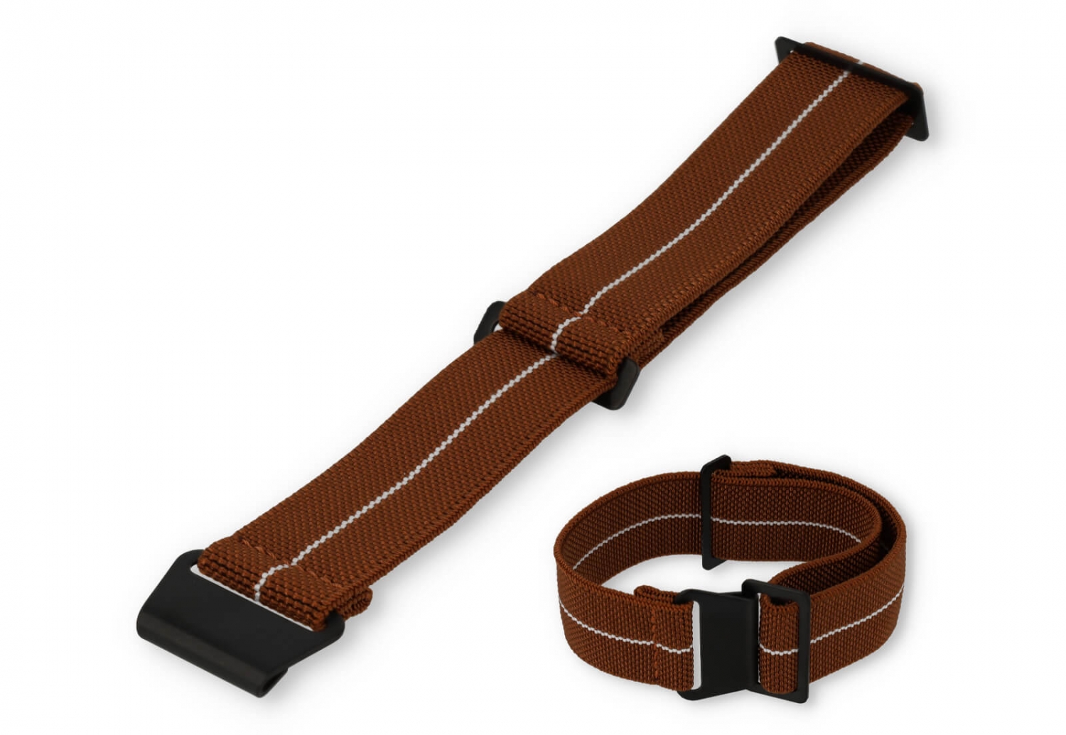 Elastische horlogeband 22mm nylon bruin - wit