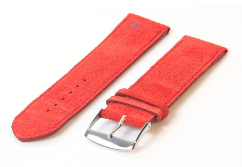 Horlogeband 22mm rood suède leer