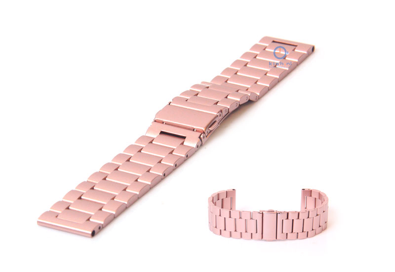 Horlogeband 20mm mat staal roze