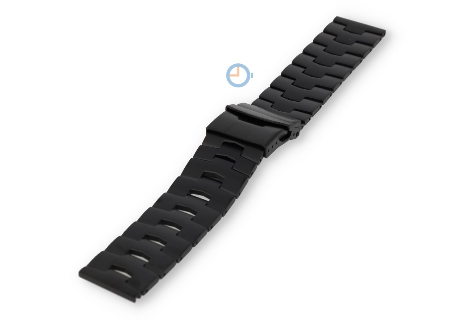 Platte horlogeband - 22mm lichtgewicht - zwart