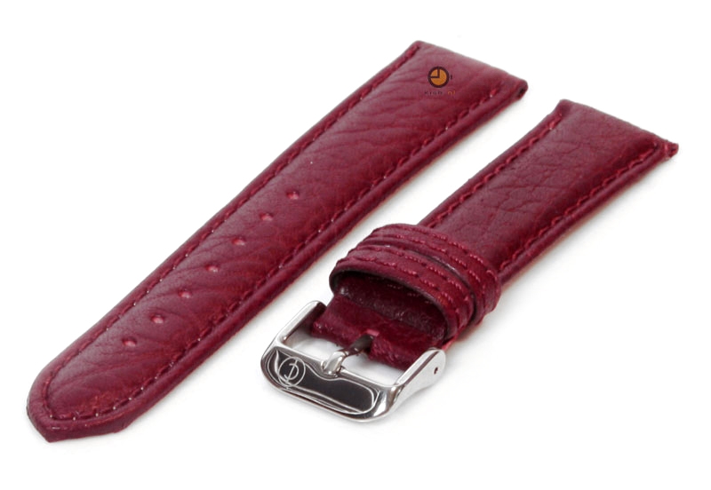 Horlogeband 18mm bordeaux bizon leer