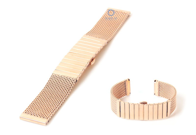 Horlogeband 24mm milanees gepolijst rose goud