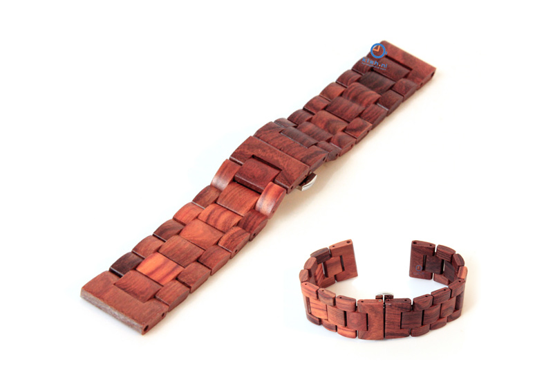 Houten horlogeband 22mm bruin (Indian rose)