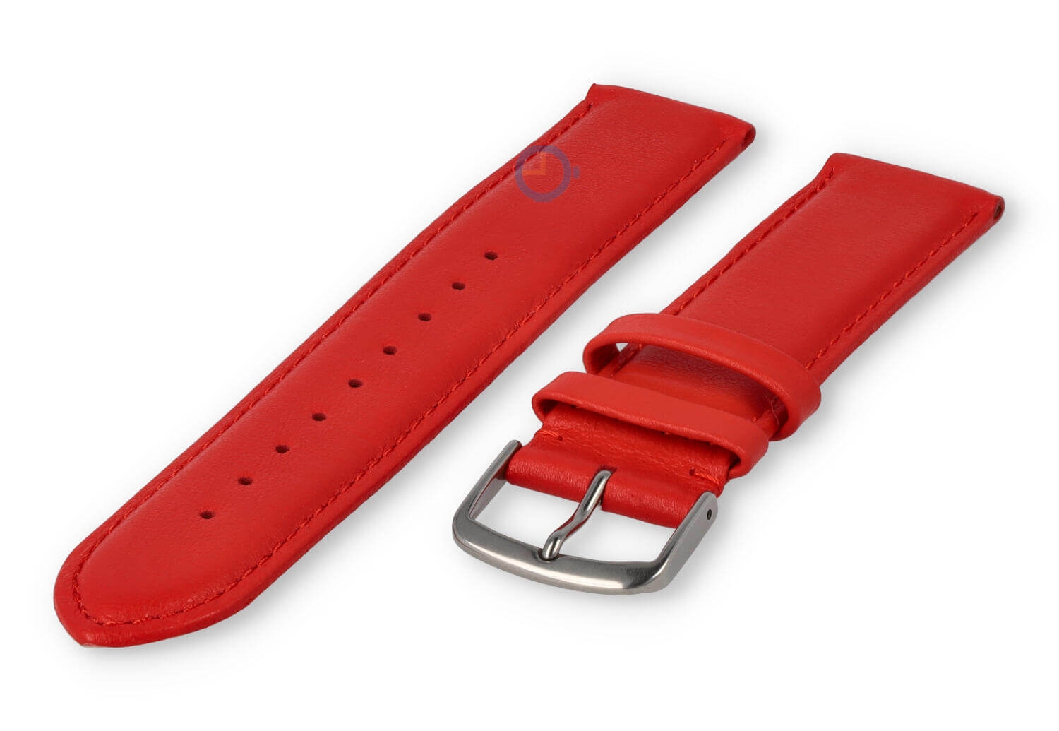 20mm horlogeband glad leer - felrood