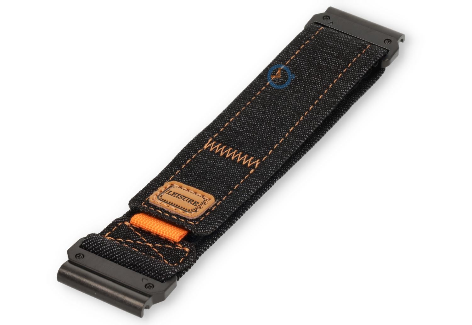 Zwart denim Garmin Fenix X bandje - 26mm - klittenband