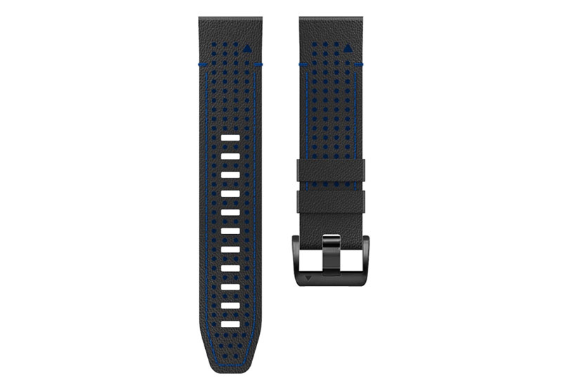 Premium bandje - leer/siliconen - zwart/blauw