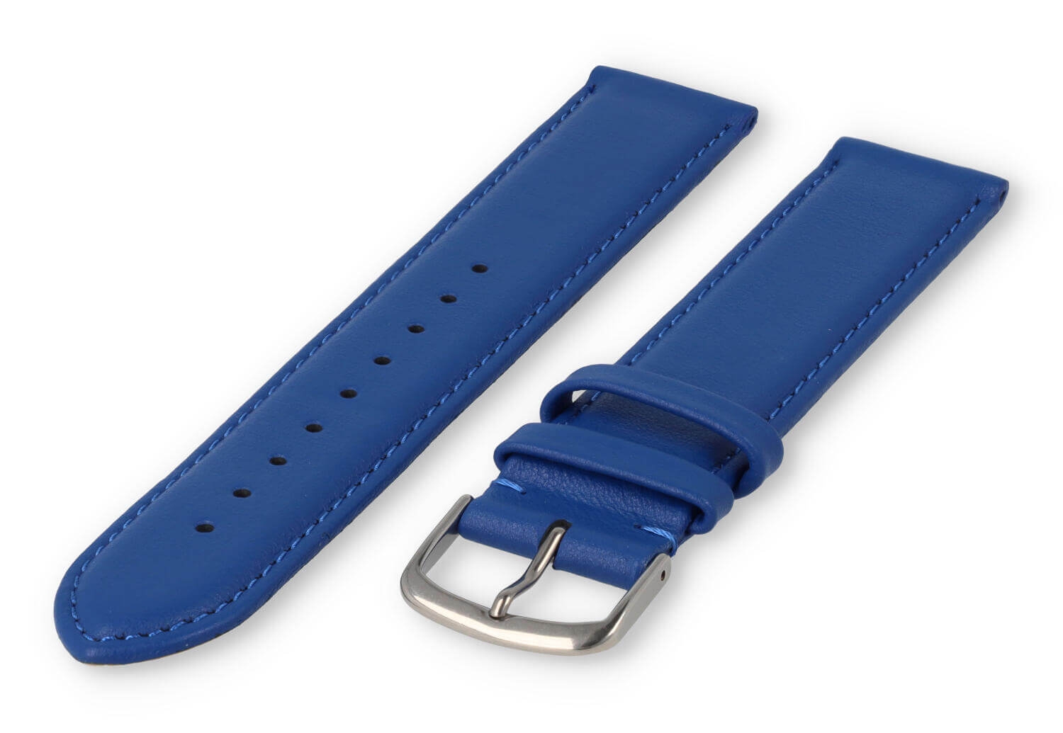 XL horlogeband glad leer - 20mm - koningsblauw