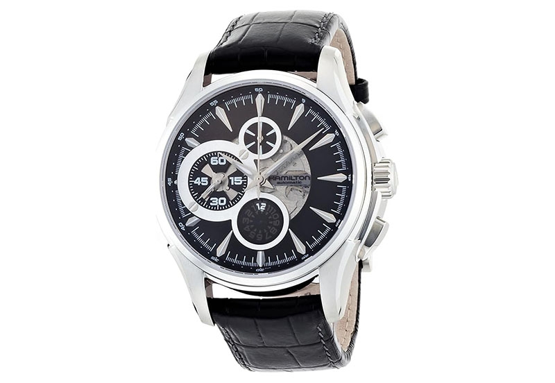 Hamilton horlogeband H32756731 - zwart leer