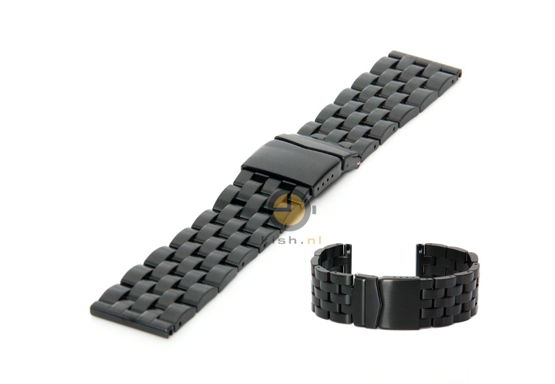 Horlogeband 24mm staal mat zwart