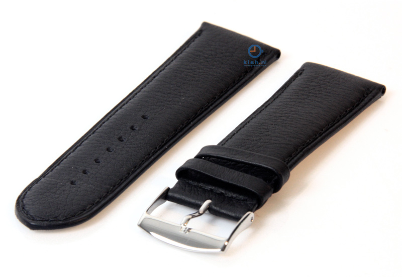 Horlogeband 28mm zwart leer
