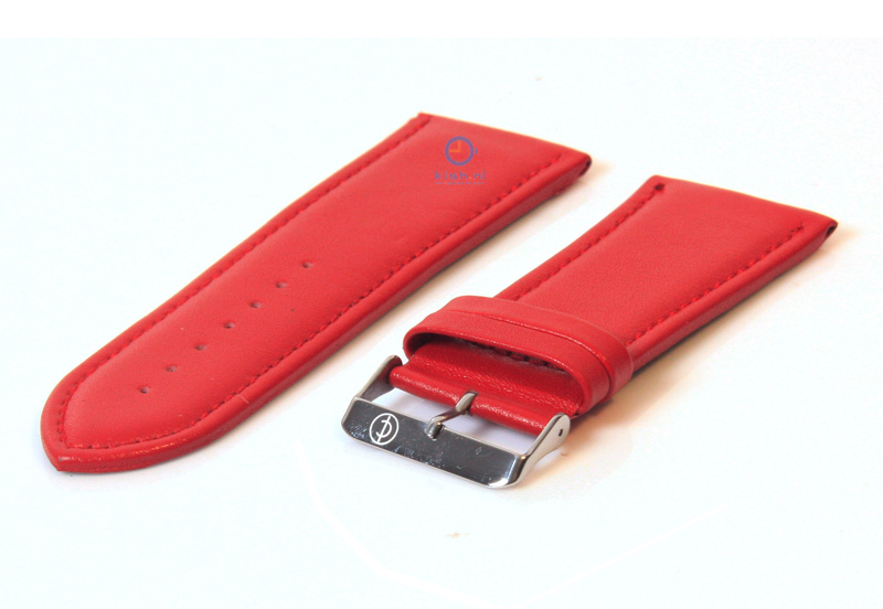 Horlogeband 30mm glad rood leer