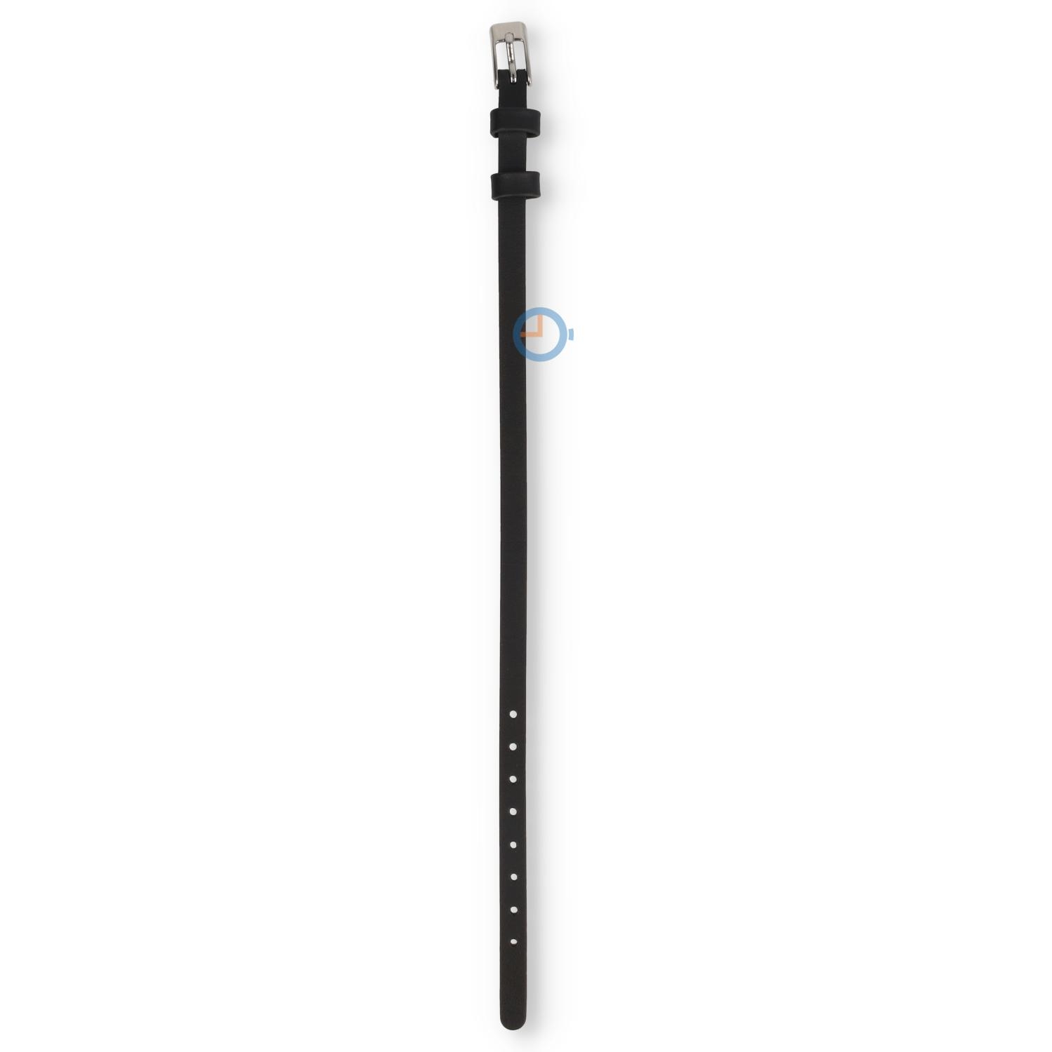 One-piece leren horlogeband - 6mm - zwart