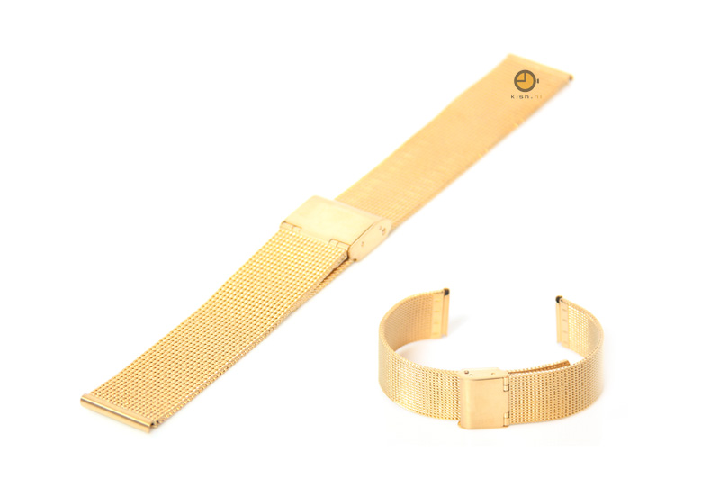 Milanese horlogeband 24mm goud fijn