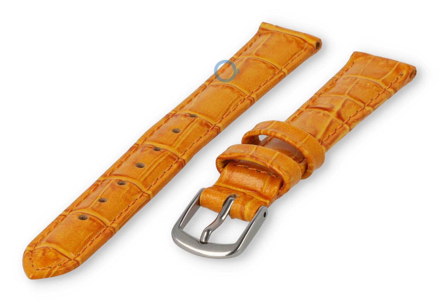 Leren bandje met krokoprint - 12mm - abrikoos
