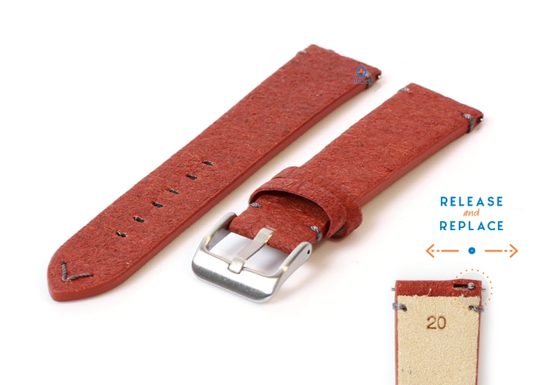 Vegan horlogeband 20mm bruin