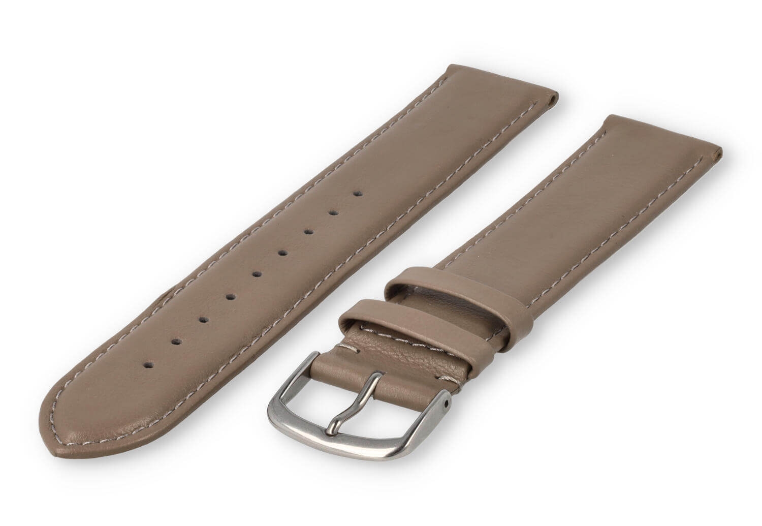 XL horlogeband glad leer - 22mm - taupe
