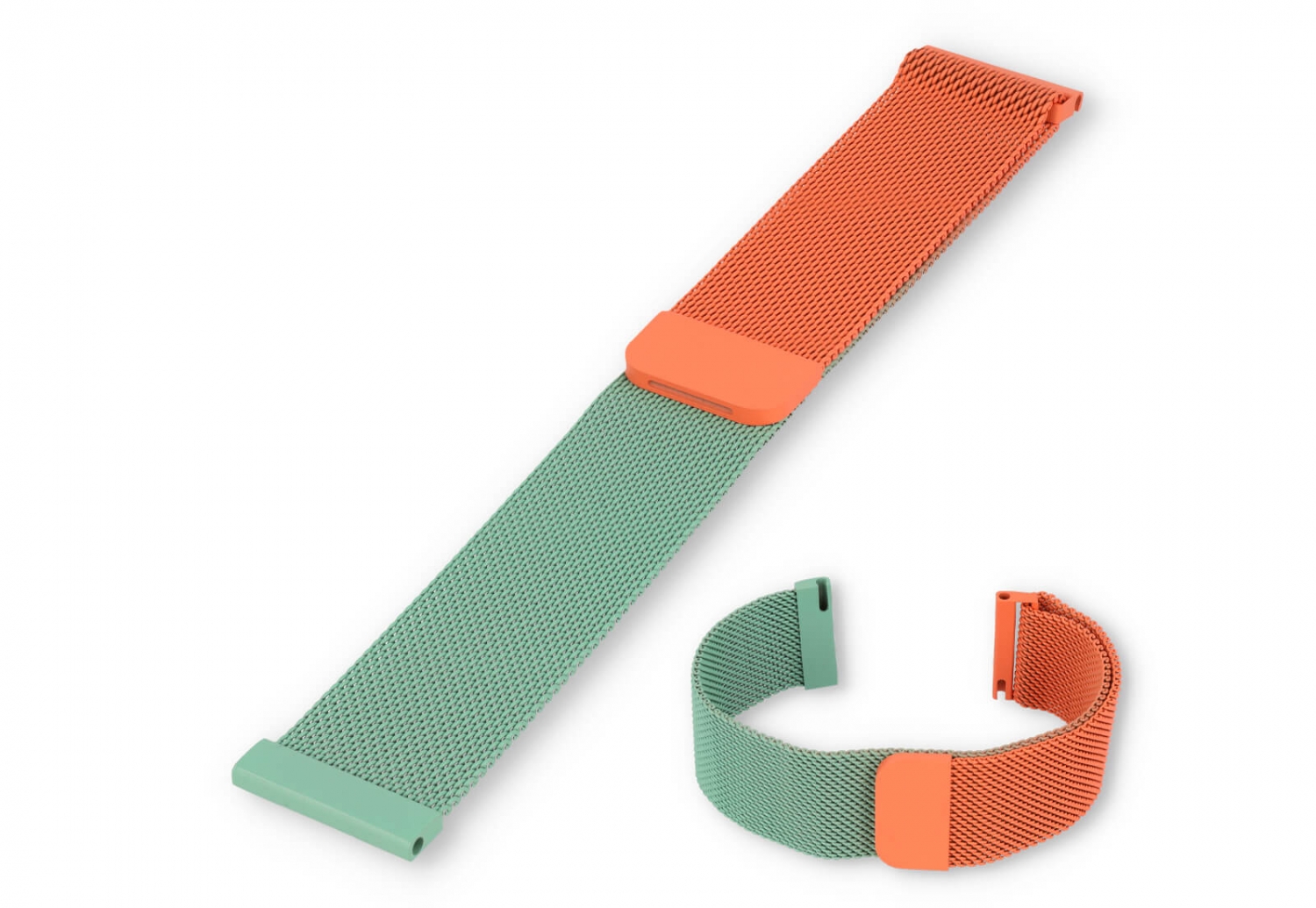 Milanese 22mm horlogeband - oranje/mintgroen