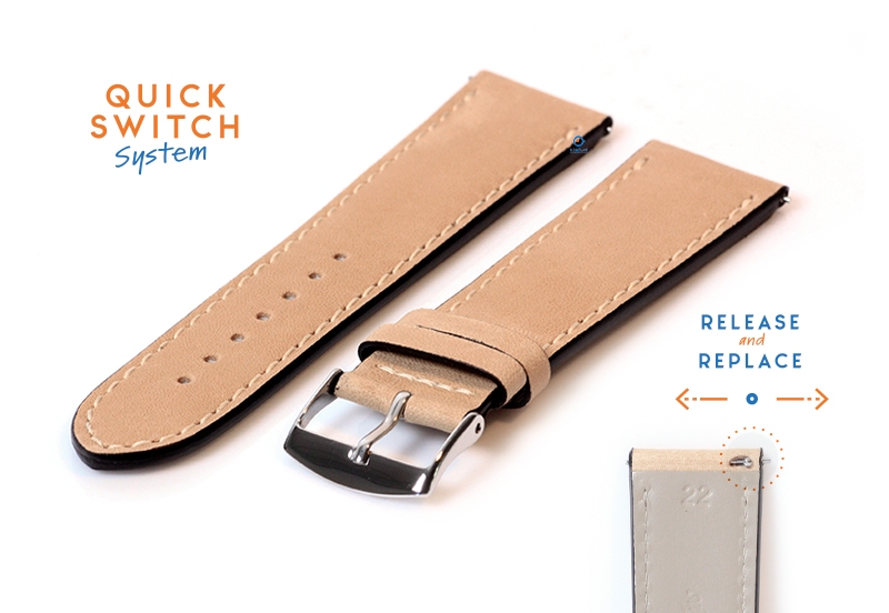 Horlogeband 22mm beige