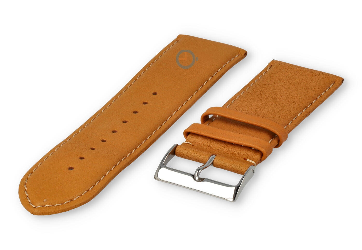 28mm horlogeband glad leer - lichtbruin