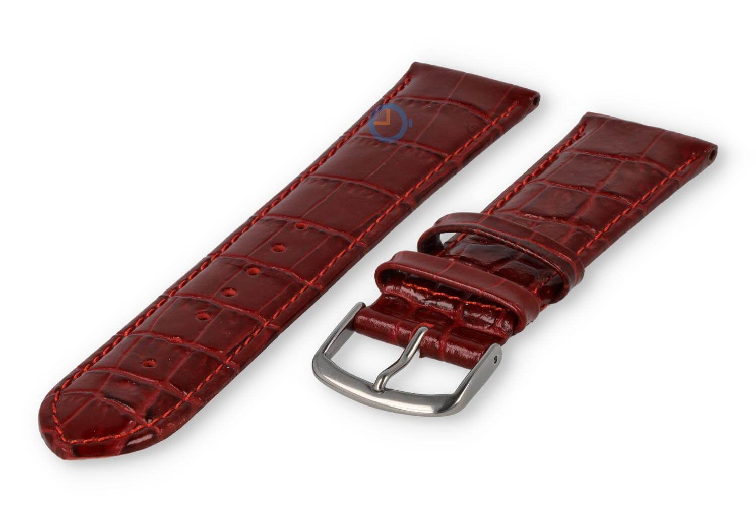 Leren horlogeband croco - 20mm - bordeaux