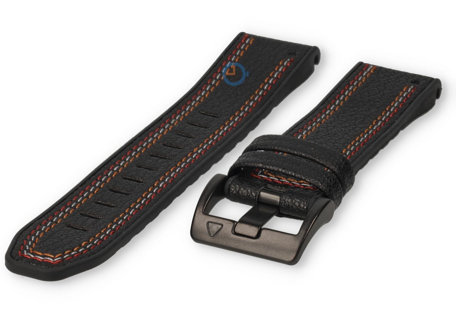 Triple stitched bandje voor Garmin - 22mm zwart