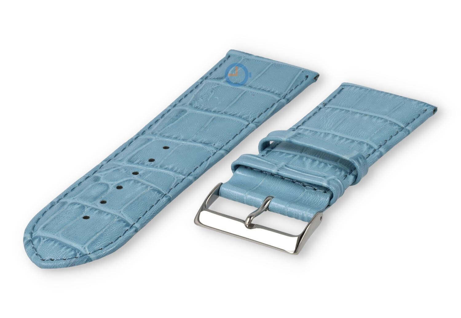 Luxe croco horlogeband - 30mm - ijsblauw