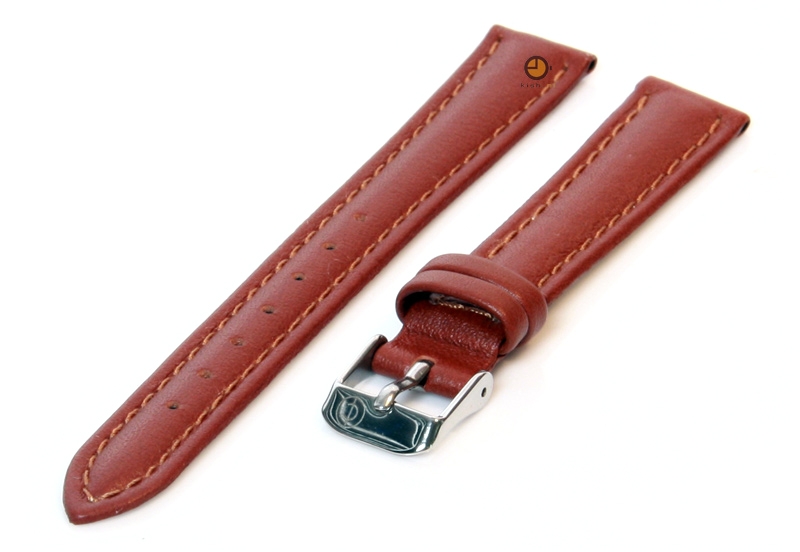 Horlogeband 16mm glad bruin leer
