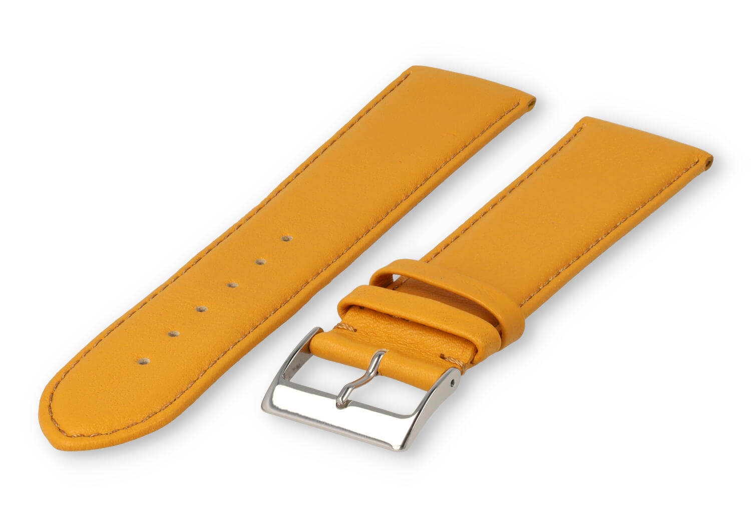 XL horlogeband glad leer - 26mm - mosterdgeel