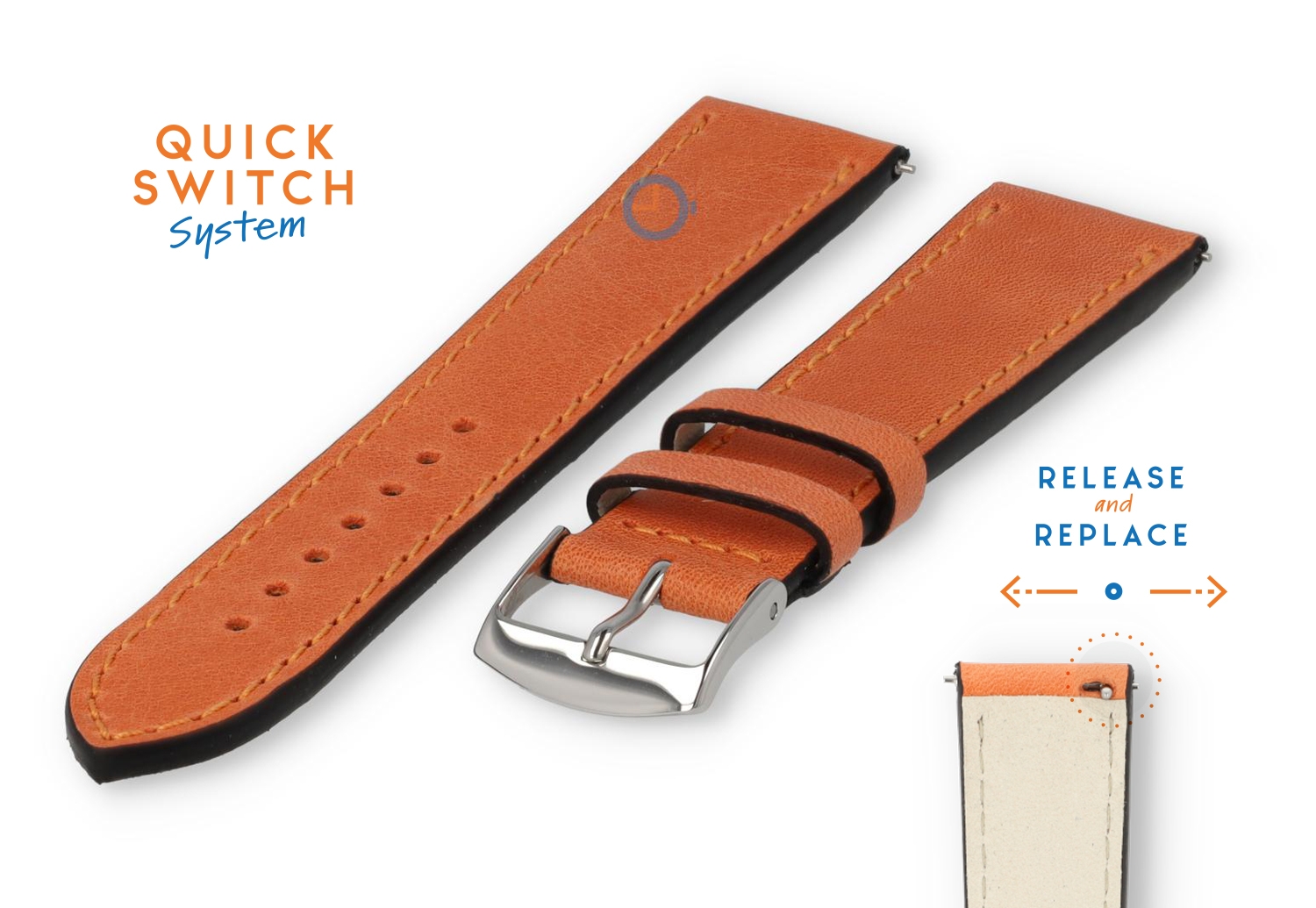 Horlogeband 20mm kalfsleer oranje