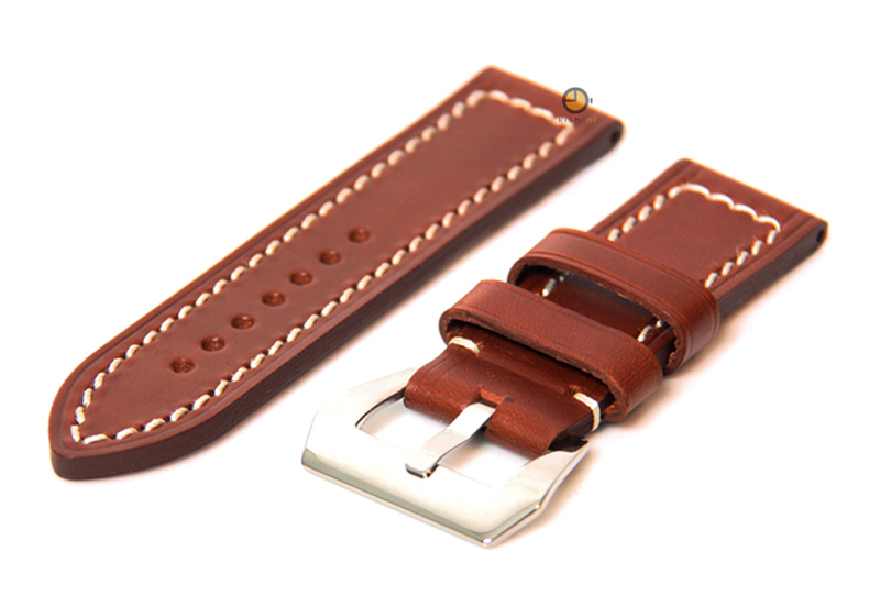24mm horlogeband bruin - stevig leer