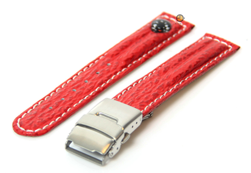 Horlogeband leer 18mm (rood)