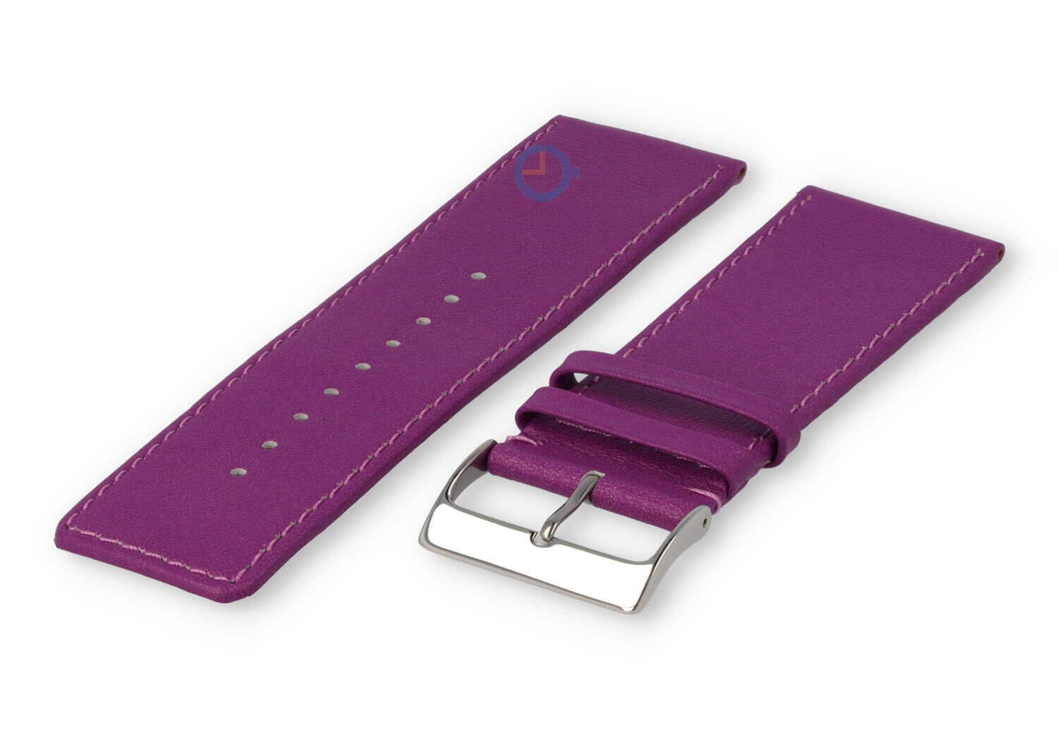 30mm horlogeband glad leer - paars