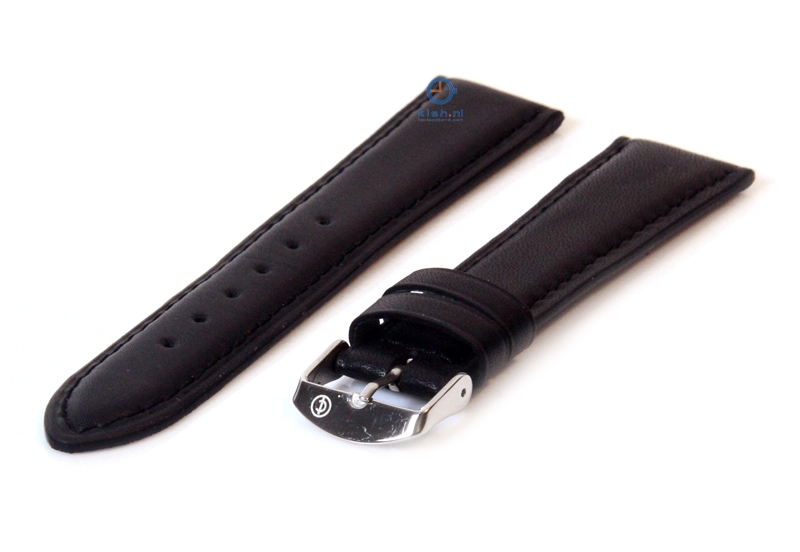 Horlogeband 14mm zwart kalfsleer