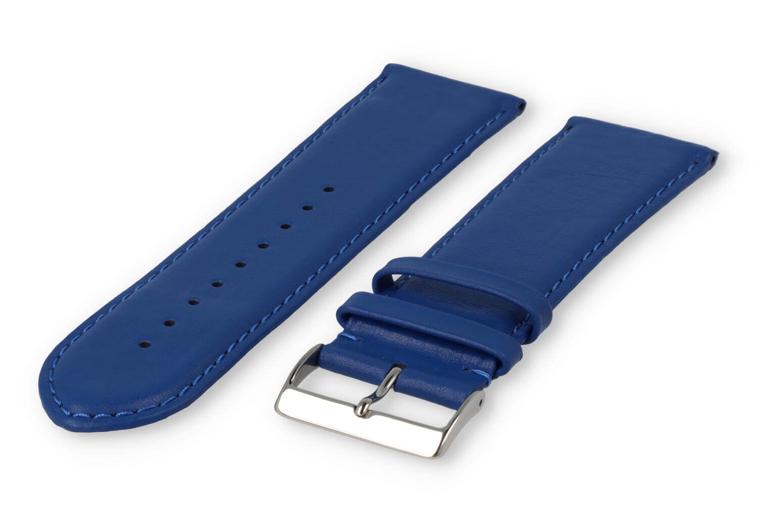 XL horlogeband glad leer - 28mm - koningsblauw