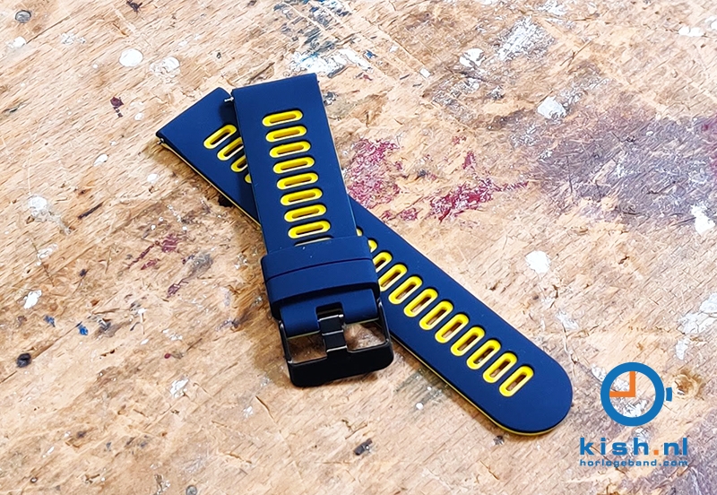 Siliconen horlogeband 22mm - blauw/geel