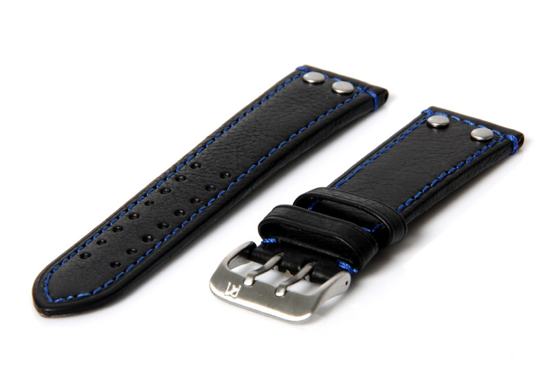 Horlogeband 20mm zwart/blauw
