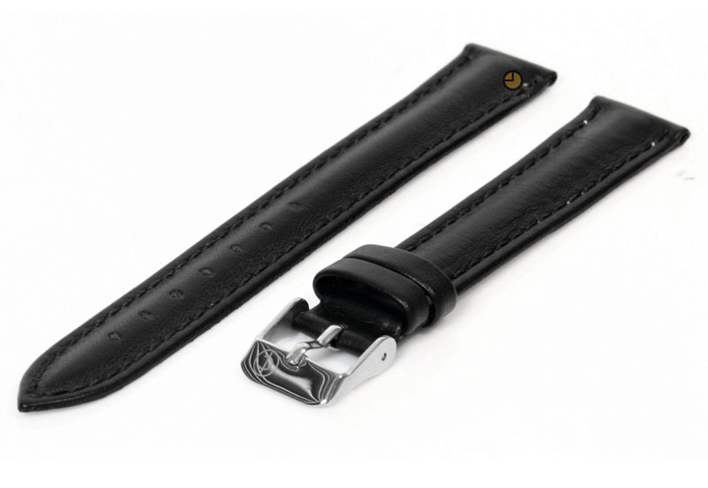 Horlogeband 14mm zwart kalfsleer