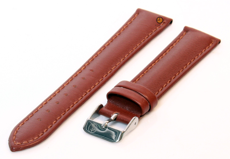 Horlogeband 20mm glad bruin leer